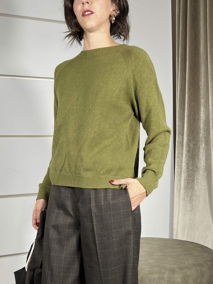 maglia paricollo a scatolettaverde olio in viscosa XTAL812VERDE OLIO SUSY MIX