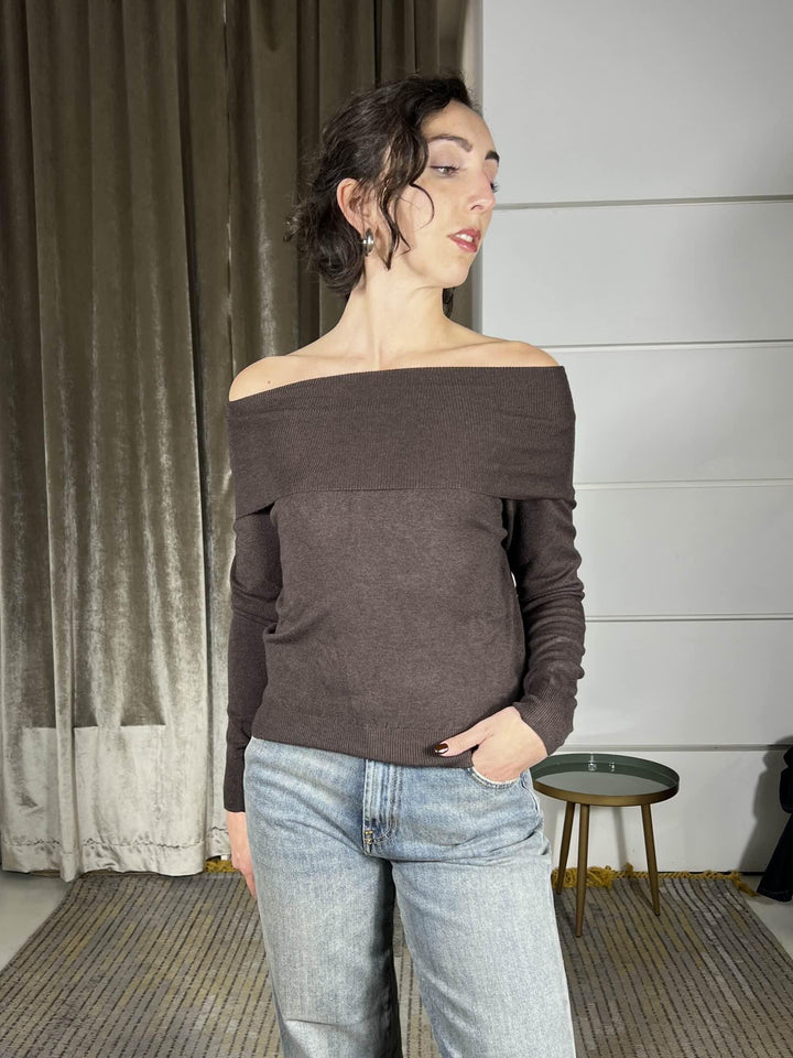 maglia scollo shiffer, in viscosa moro 44007FMORO VICOLO