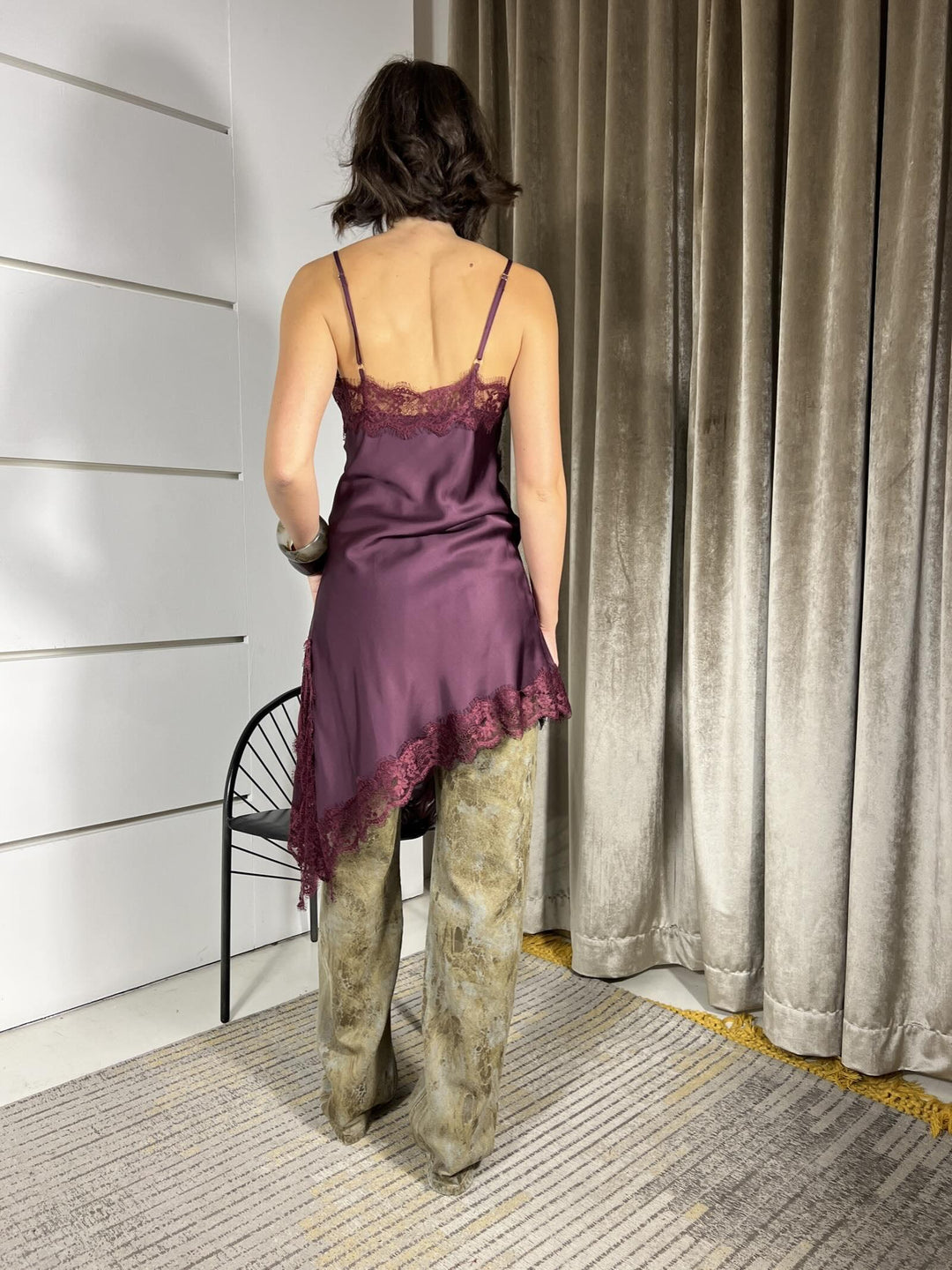 ABITO BORDEAUX SATIN CON FONDO ASIMMETRICO TF0255BORDEAUX VICOLO