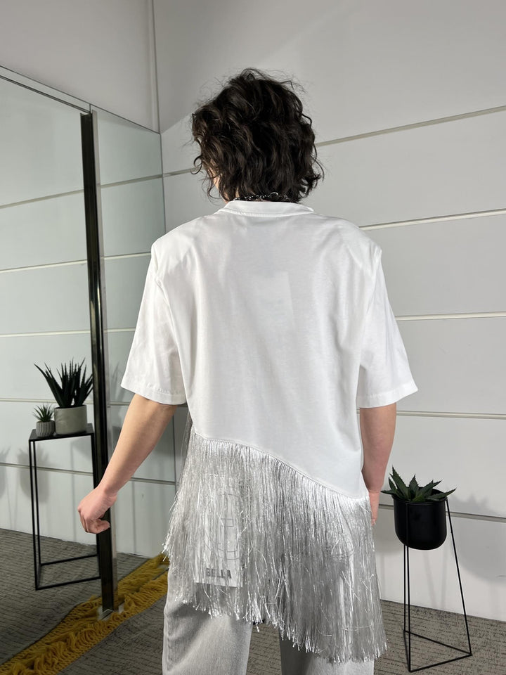 t-shirt con frange panna TVS-Q100PANNA HAVE ONE