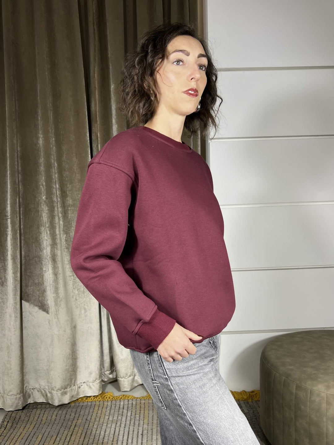 felpa girocollo vino felpata SH003019VINO SUSY MIX