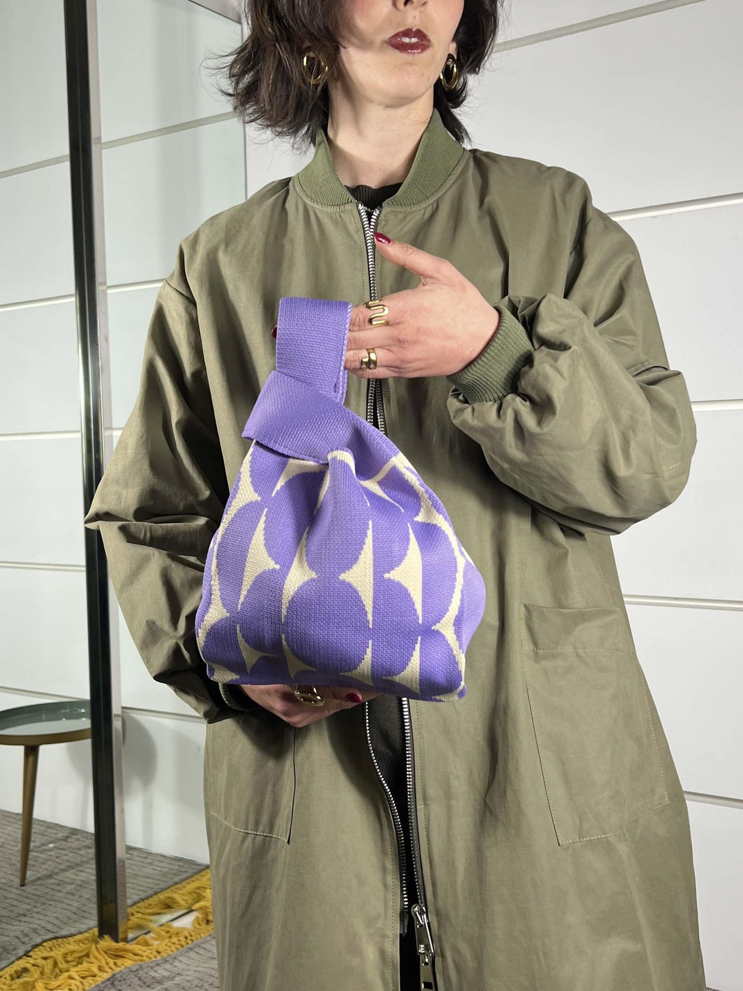 borsa in tessuto, a mano, a fantasia purple TUB2416PURPLE FEMME CAFE SELECTION