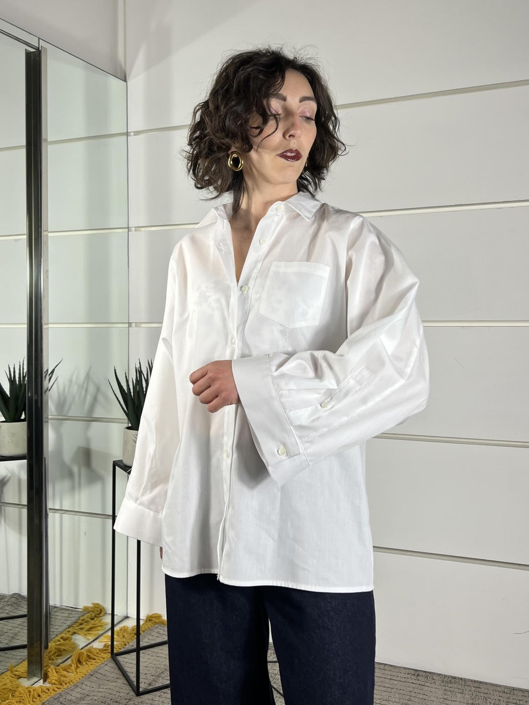 camicia over in cotone con manica ampia bianca TAB0810BIANCO VICOLO