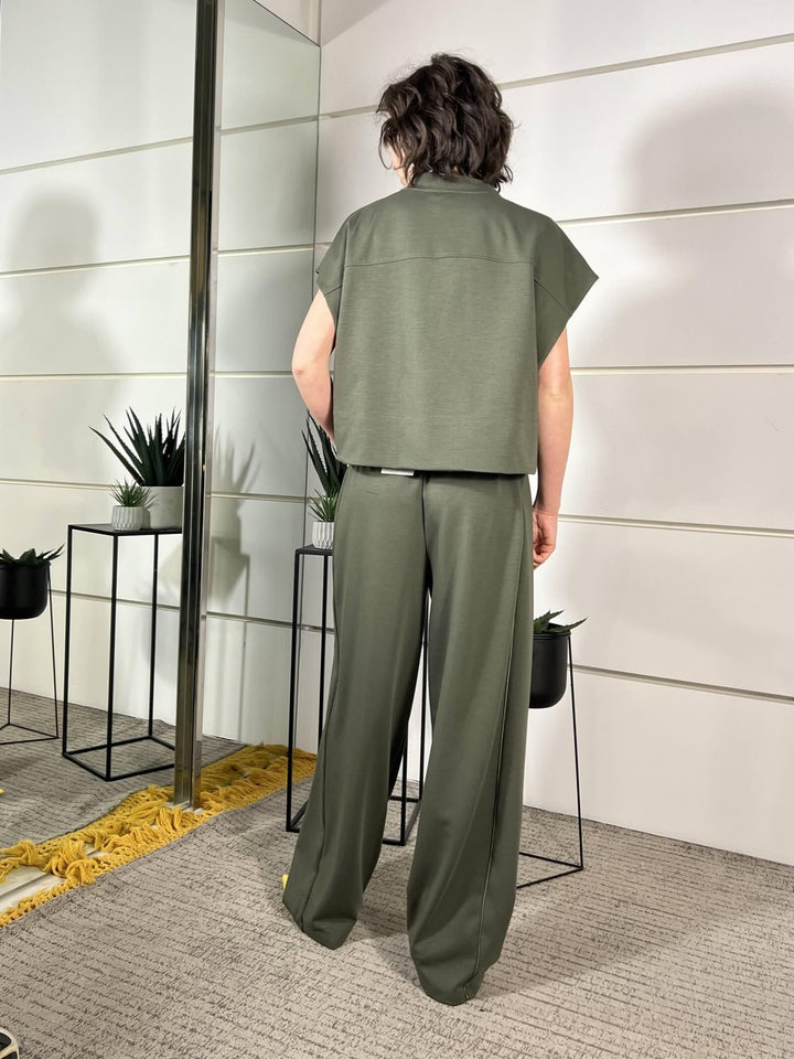 pantalone balloon con riga a lato verde salvia SMXP0034VERDE SALVIA SUSY MIX