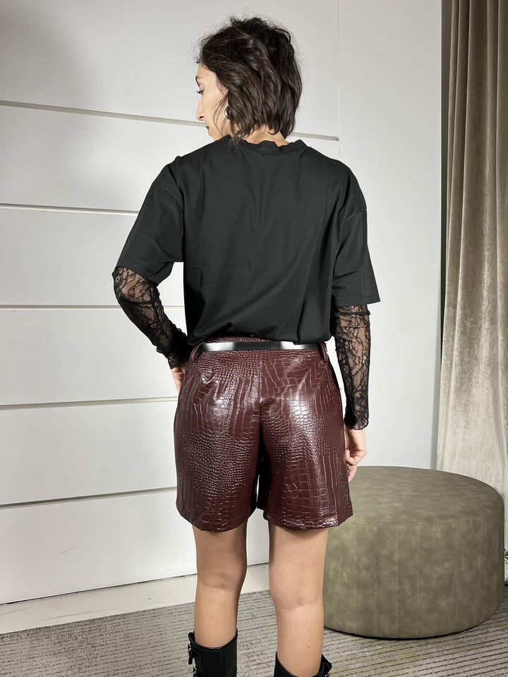 shorts ecopelle effetto cocco vino T1986AI126VINO SUSY MIX