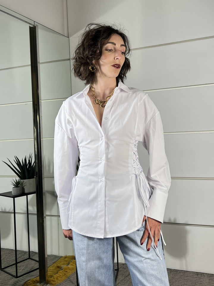 camicia bianca con lacci ai lati per sfiancarla CVS-Q234BIANCO HAVE ONE