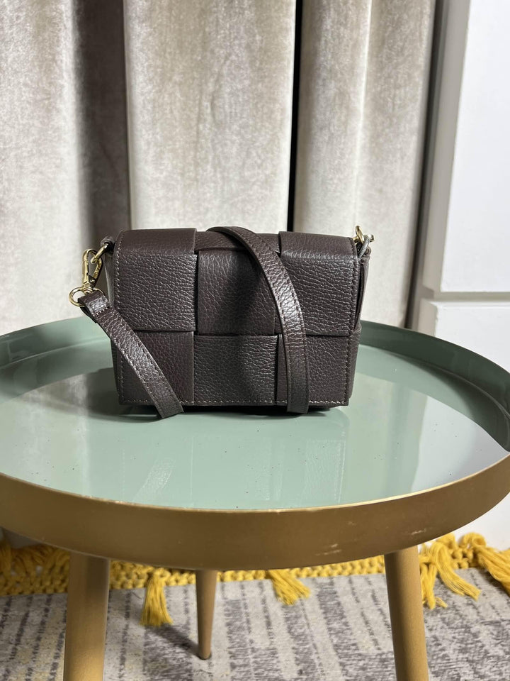 BORSA MORO IN PELLE A INTRECCIO CON TRACOLLA 249215MORO FEMME CAFE SELECTION