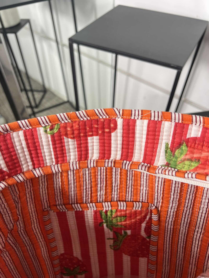 borsa in cotone con stampa fragola rossa CO-B0225FRAGOLA/ROSSO FEMME CAFE SELECTION