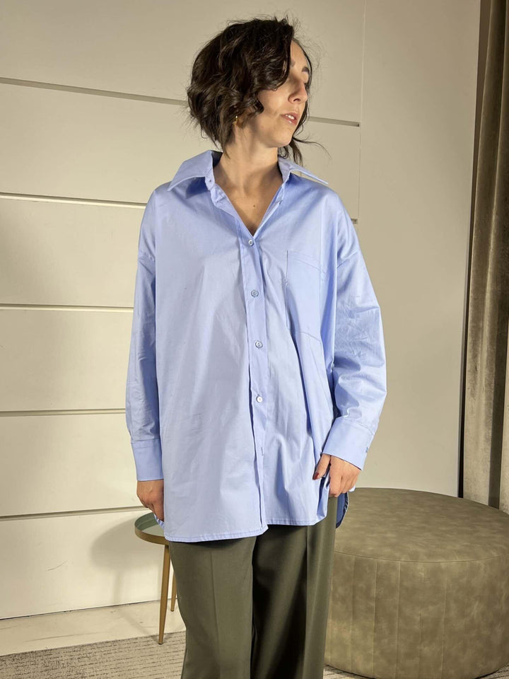 camicia con allacciatura storta celeste 26C1016CELESTE TENSIONE IN