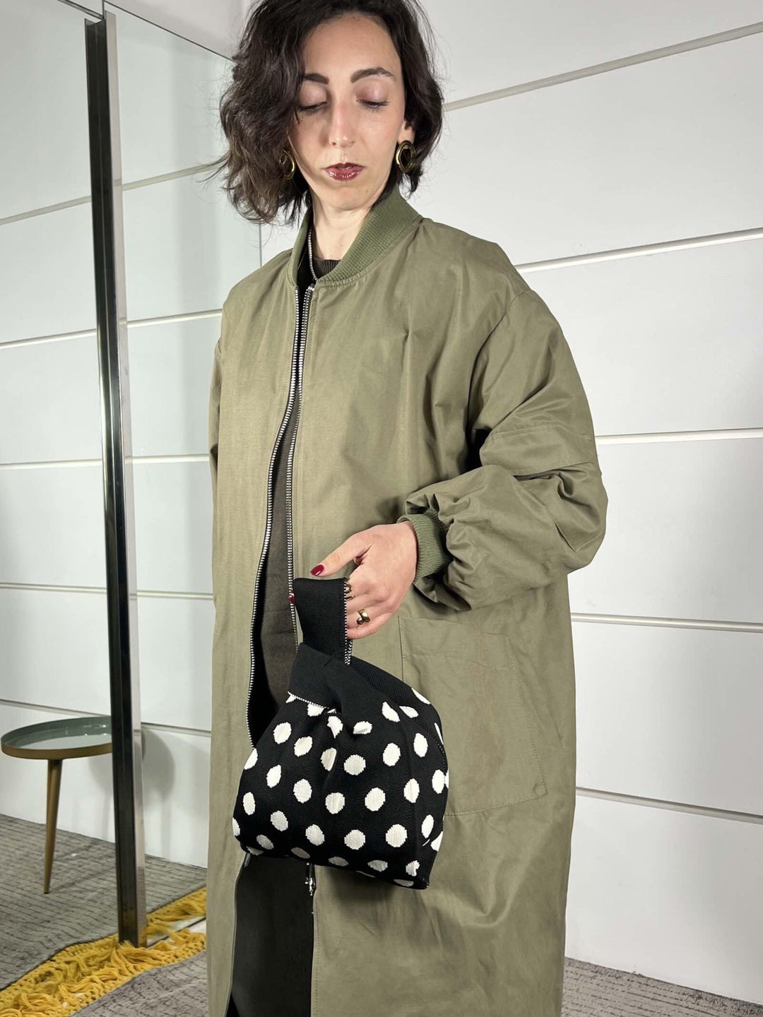 borsa in tessuto, a mano, a fantasia pois TUB2416BLACK FEMME CAFE SELECTION