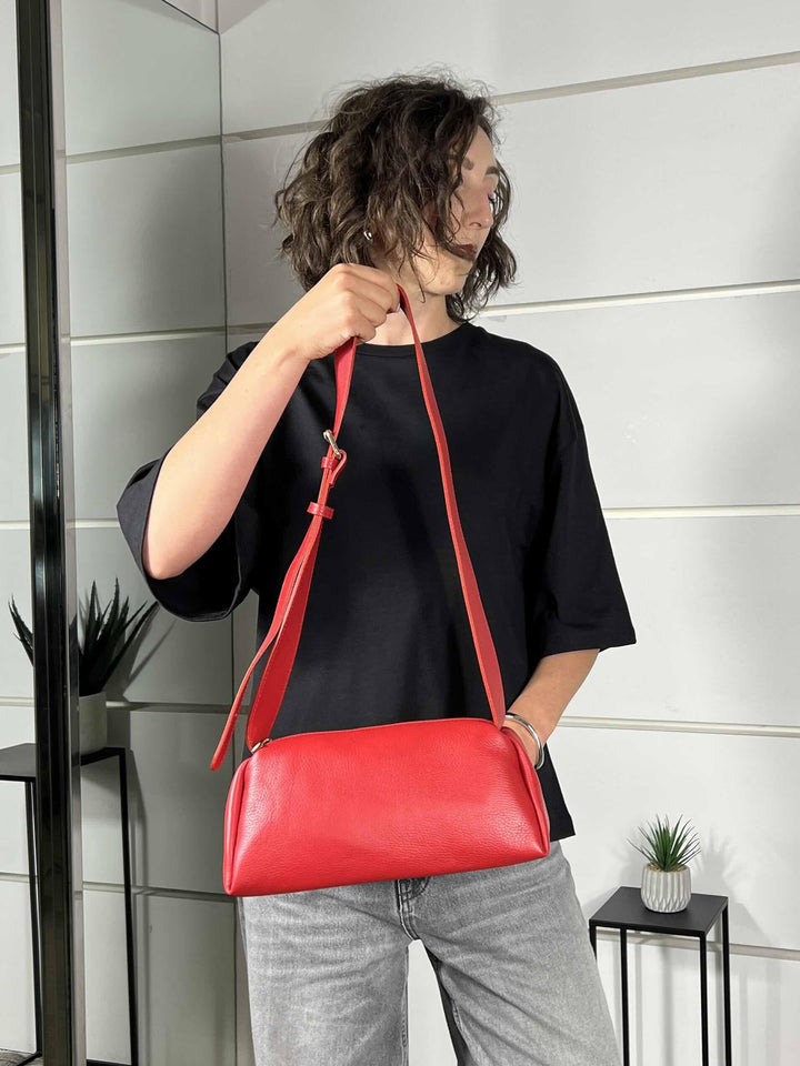 borsa in pelle rossa  con tracoola DO-B0163ROSSO FEMME CAFE SELECTION