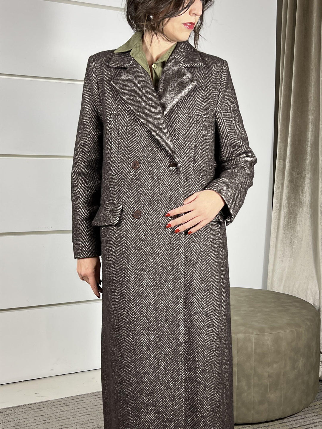 cappotto over lungo spinato moro K9990008U2866 IMPERIAL