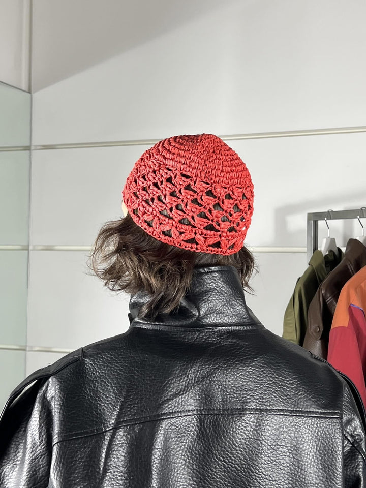 cuffia in crochet rossa 619CROSSO SUSY MIX
