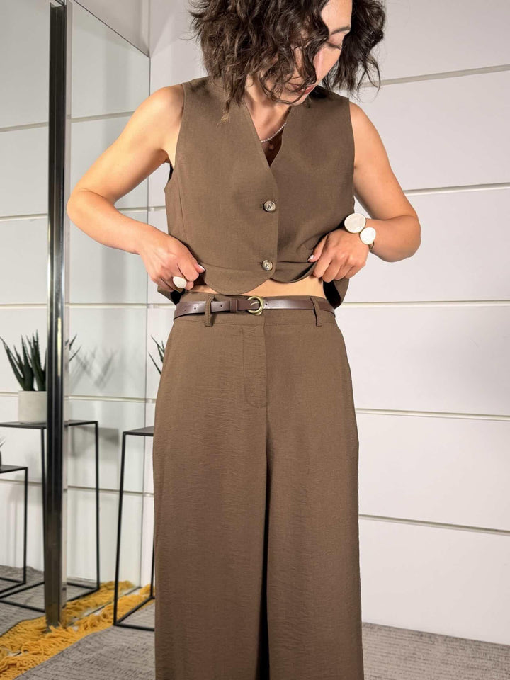 pantalone moro a palazzo in viscosa PIA-Q532MORO HAVE ONE