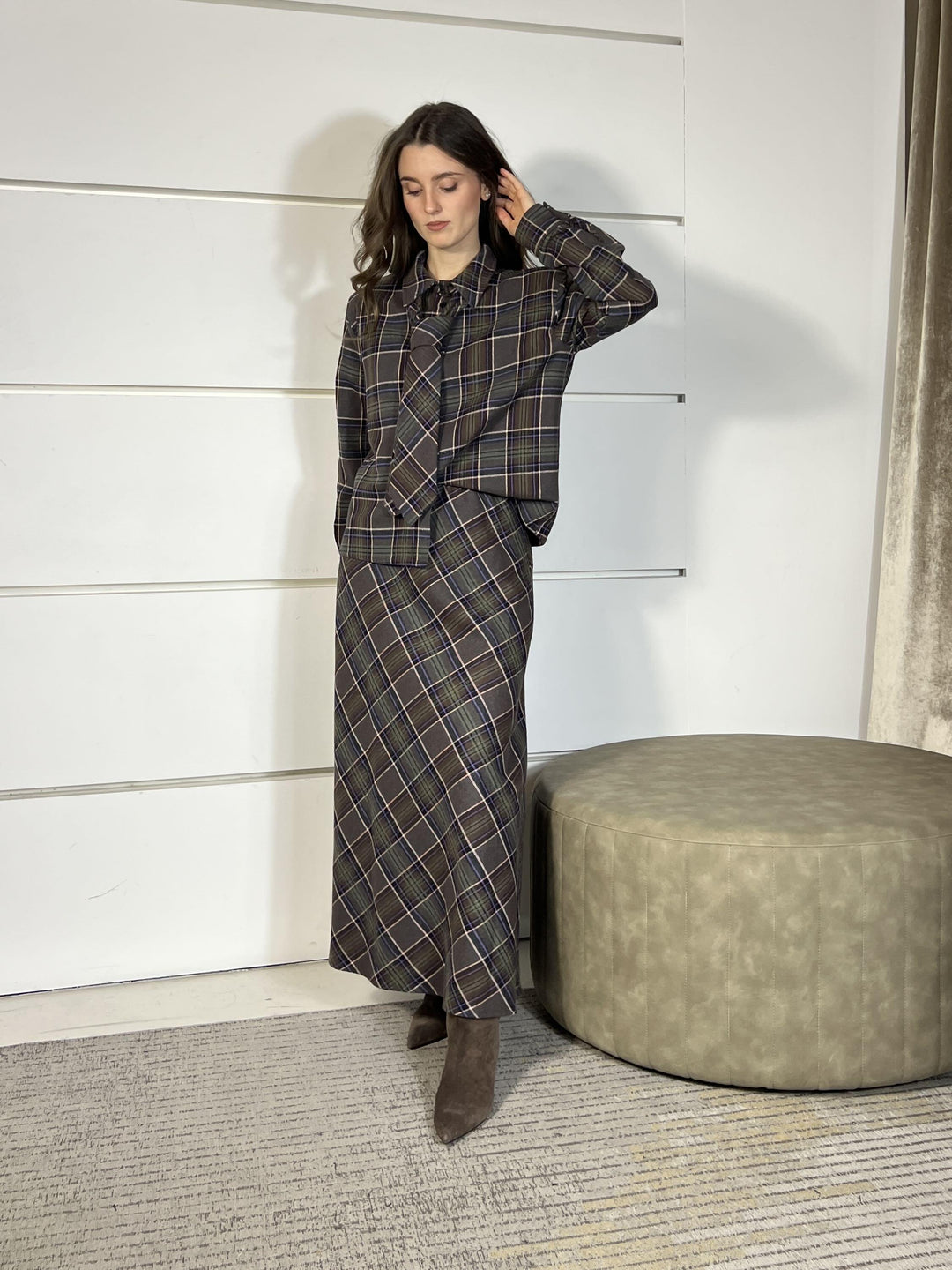 gonna lunga check viola 26G1373VIOLA TENSIONE IN