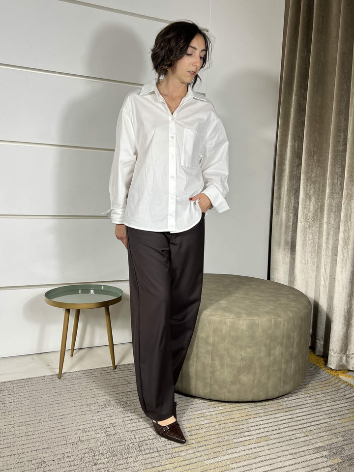 camicia over con tasca in cotone bianca CFW-P075BIANCO HAVE ONE