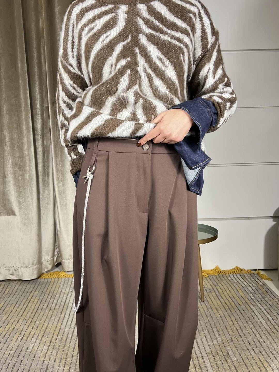 pantalone cannella con catena di strass P5Z2KQP1819 IMPERIAL