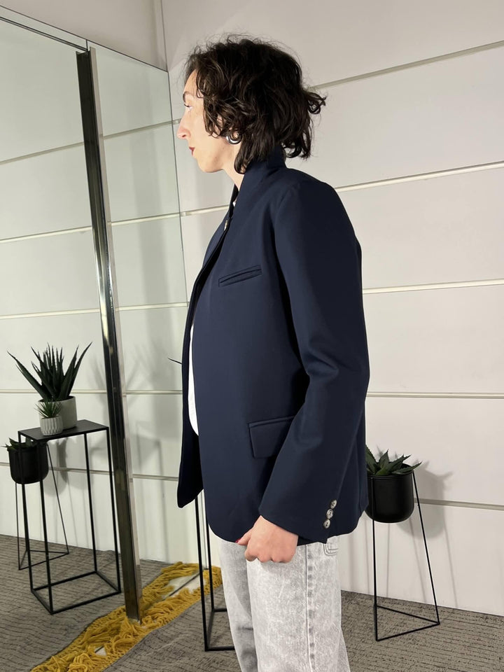 giacca blu con bottone nel collo TAB1089BLU VICOLO