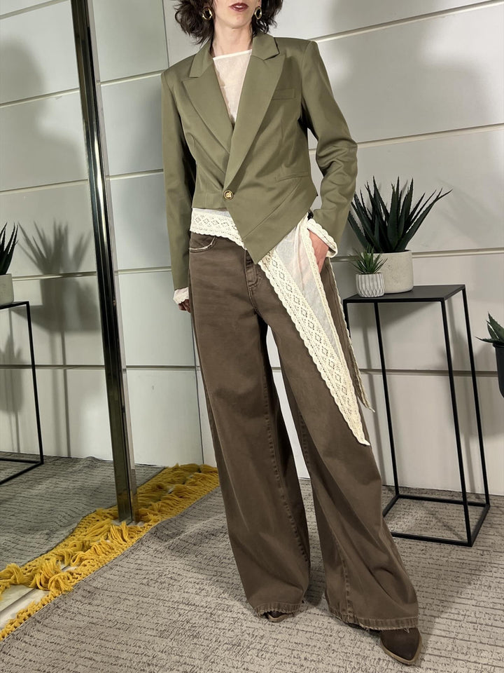 giacca asimmetrica, crop verde militare TAB1381MILITARE VICOLO
