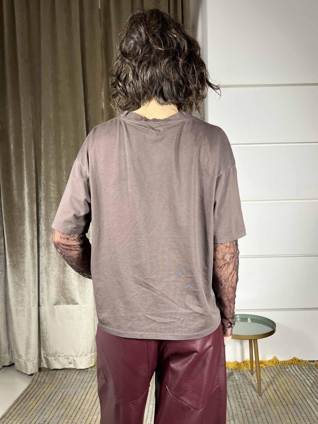 t-shirt manica corta con pizzo  moro 11073MORO SUSY MIX