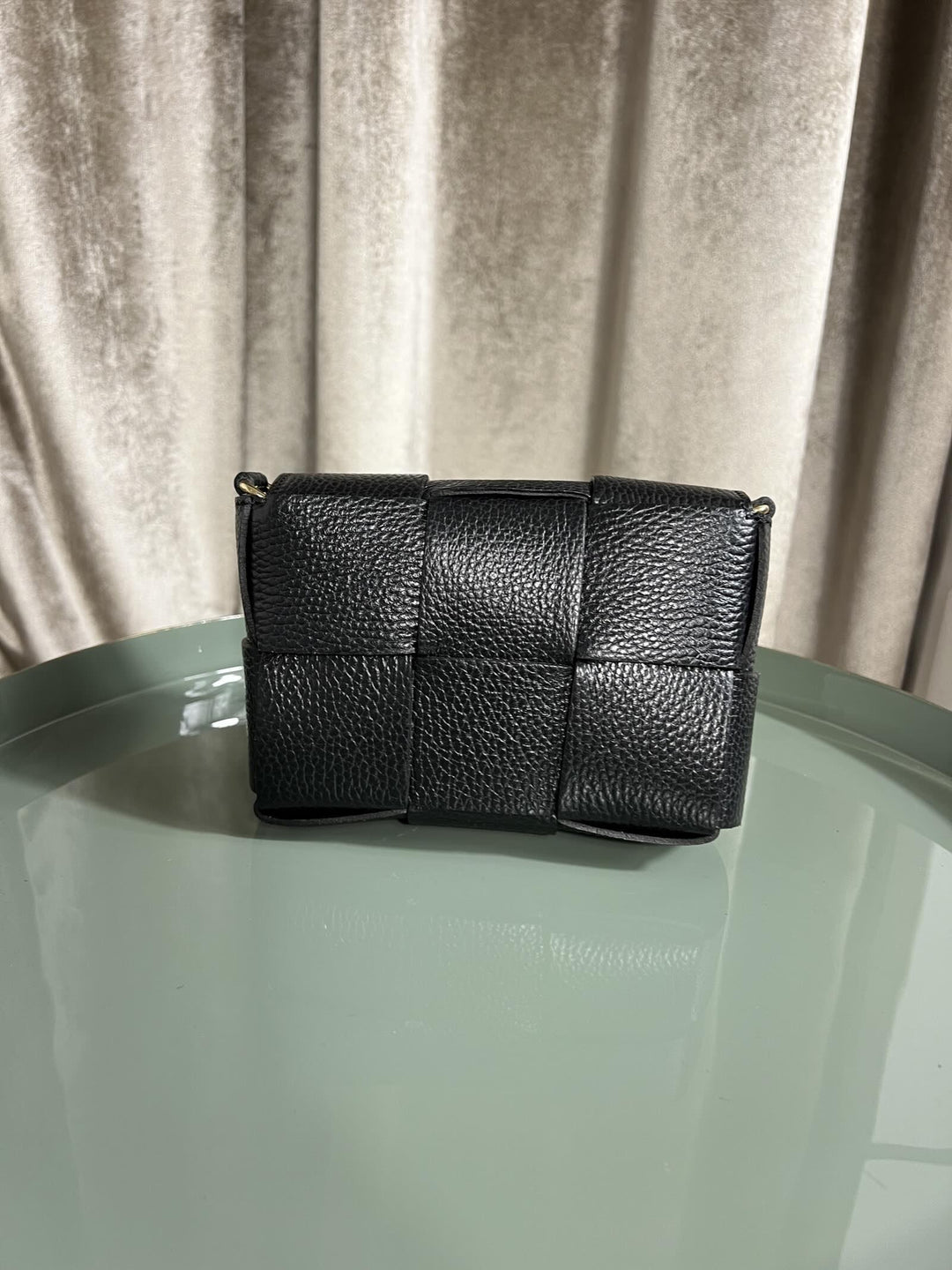 BORSA NERA IN PELLE A INTRECCIO CON TRACOLLA 249215NERO FEMME CAFE SELECTION