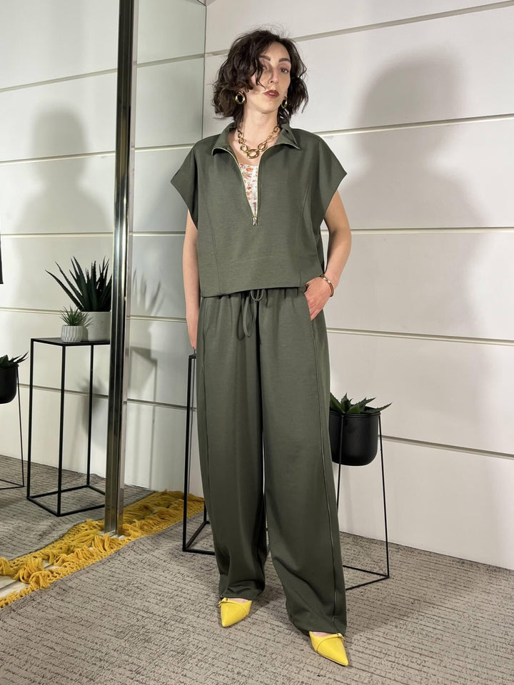 pantalone balloon con riga a lato verde salvia SMXP0034VERDE SALVIA SUSY MIX