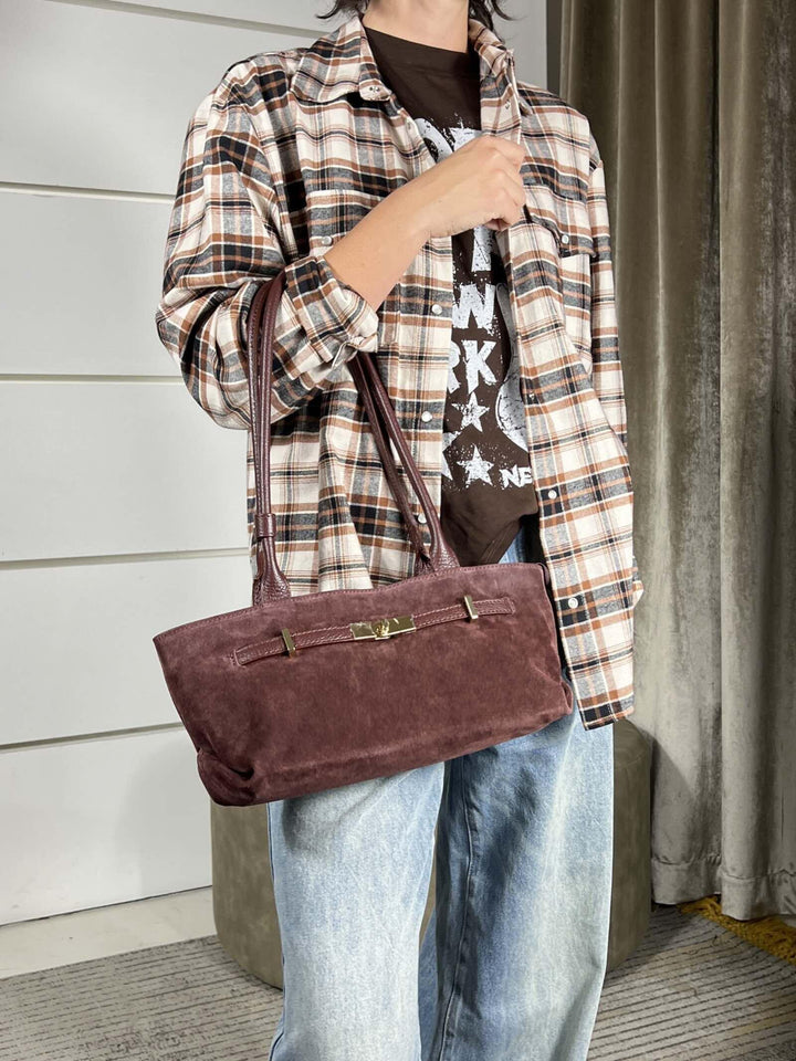 borsa modello baguette scamosciata vino BACILSUVINO SUSY MIX