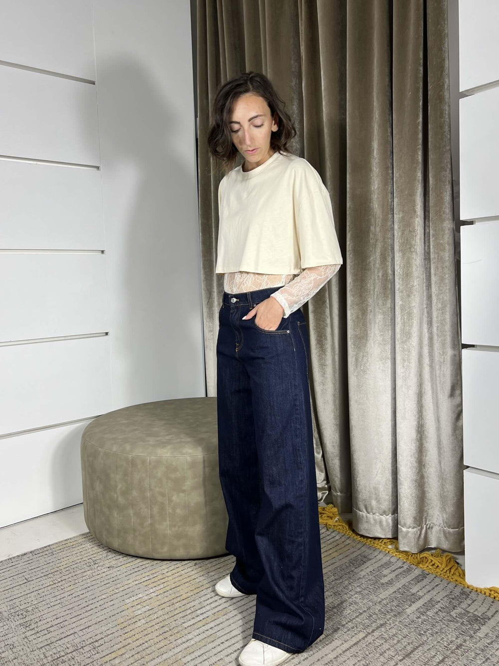 JEANS MIA DENIM SCURO CON IMPUNTURE A CONTRASTO DF5161DENIM SCURO VICOLO