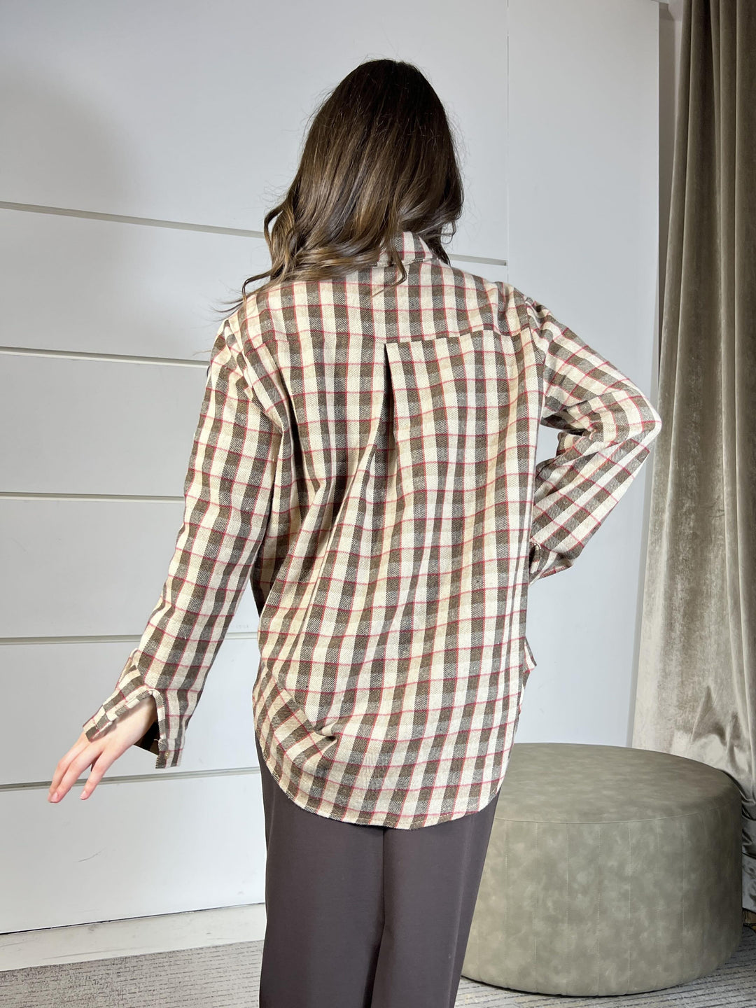 camicia check over moro cammello e rossa CJK-P133CAMMELLO HAVE ONE