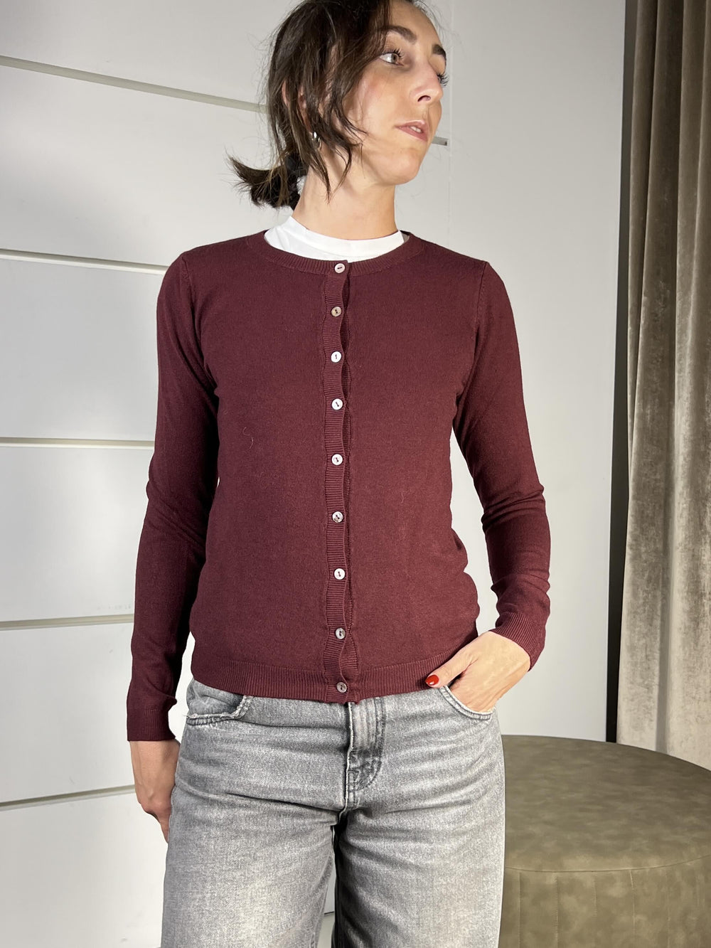 cardigan slim basico vino 250905VINO SUSY MIX