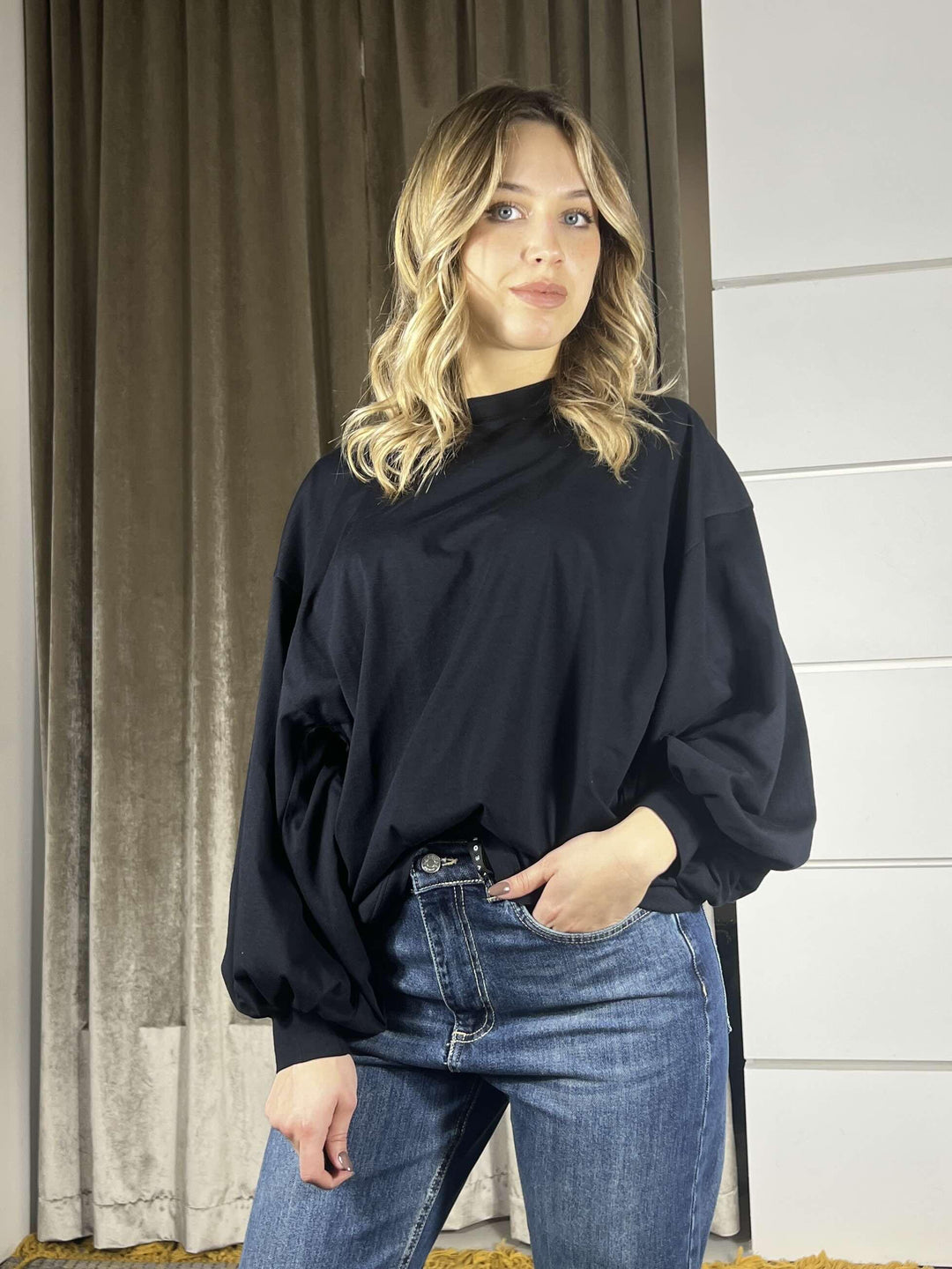t-shirt blu con scritta panna nel retro saint tropez france corte d'azul 26M3866NOTTE/PANNA TENSIONE IN