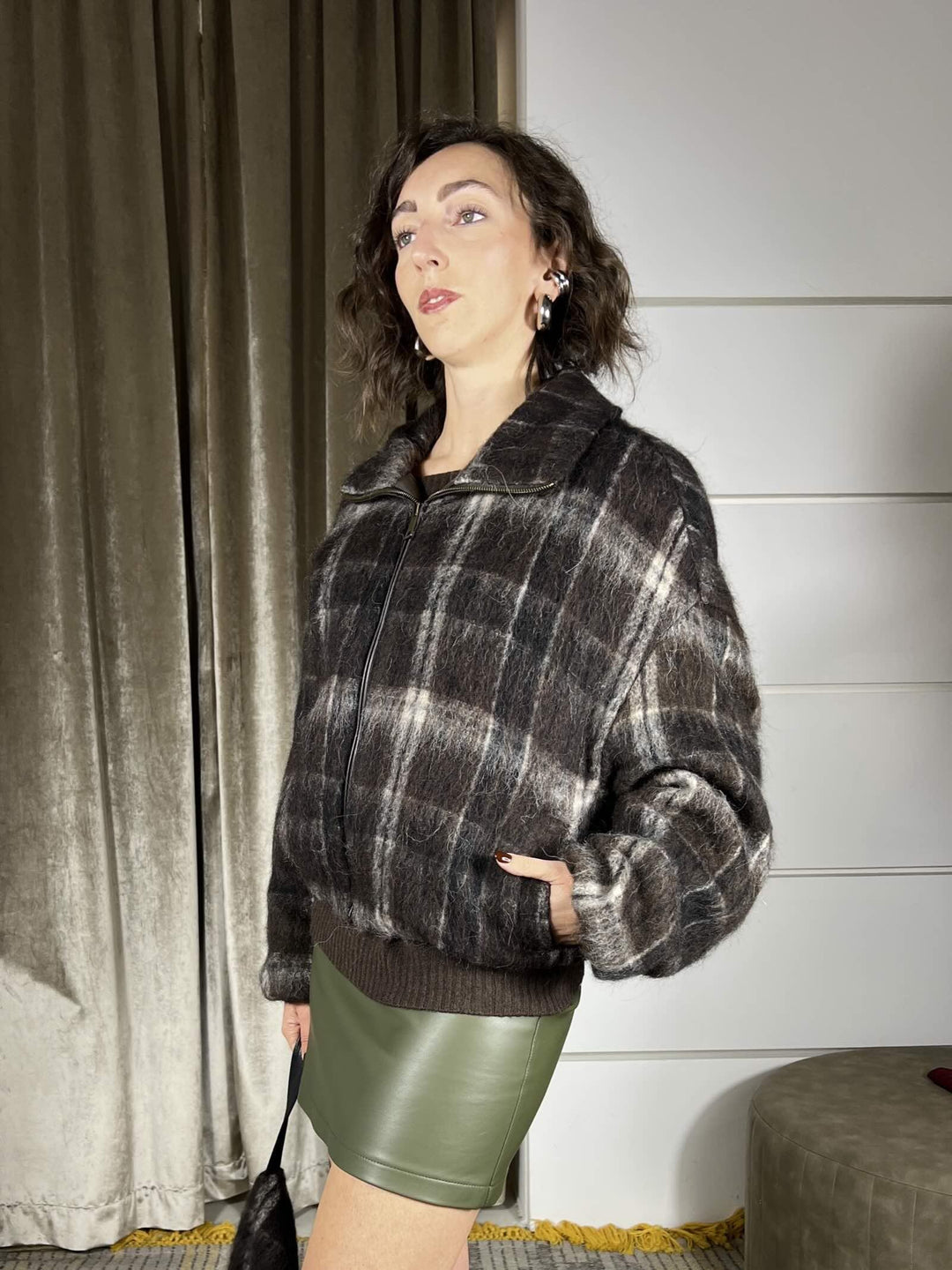 BOMBER CHECK MORO IN LANA D01E0893MORO PHILIA LOFT