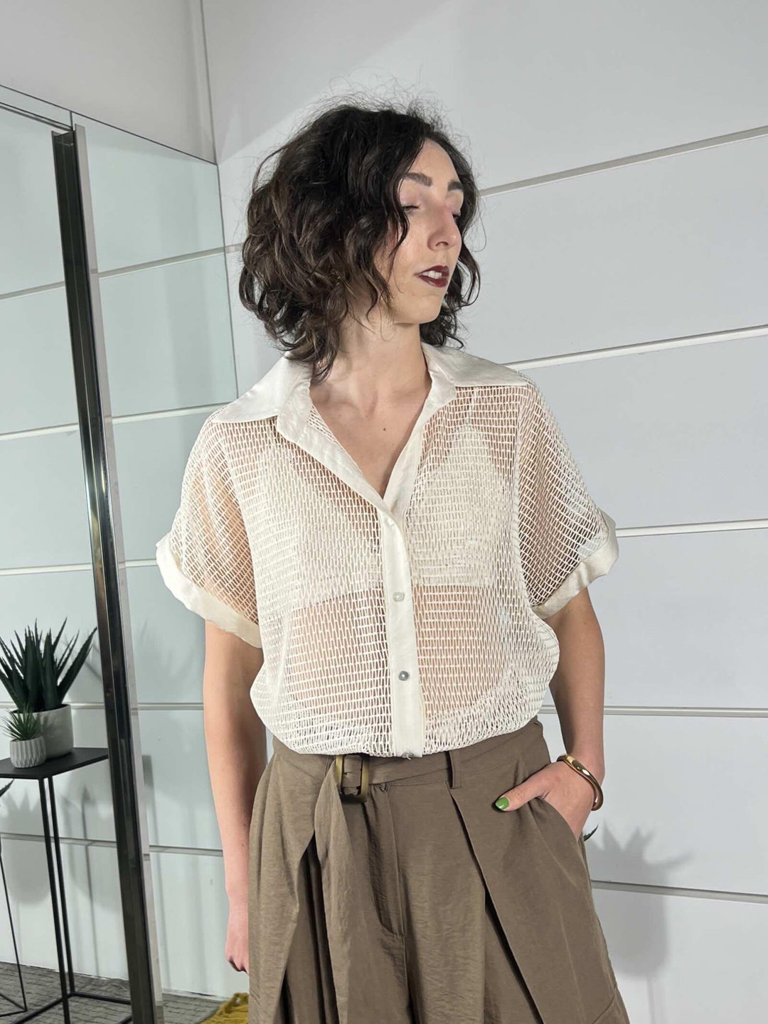 maglia a polo a rete beige TAB1937BEIGE 06/1 VICOLO
