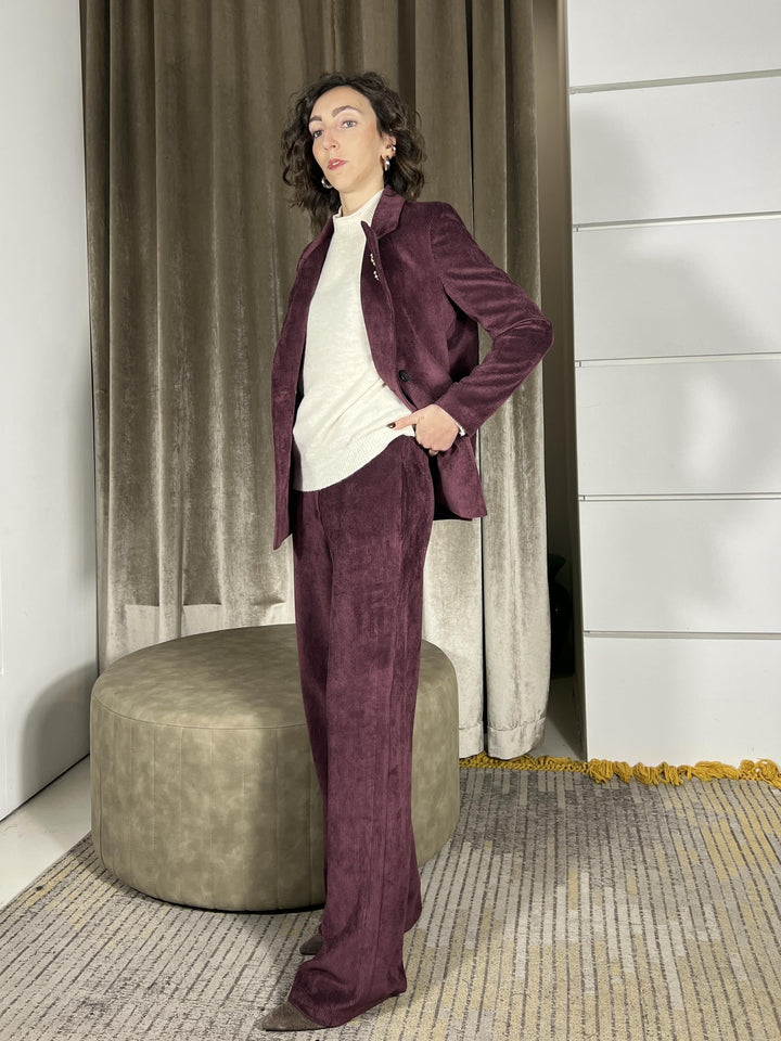 pantalone palazzo in velluto a coste vino A01N1062VINO PHILIA LOFT