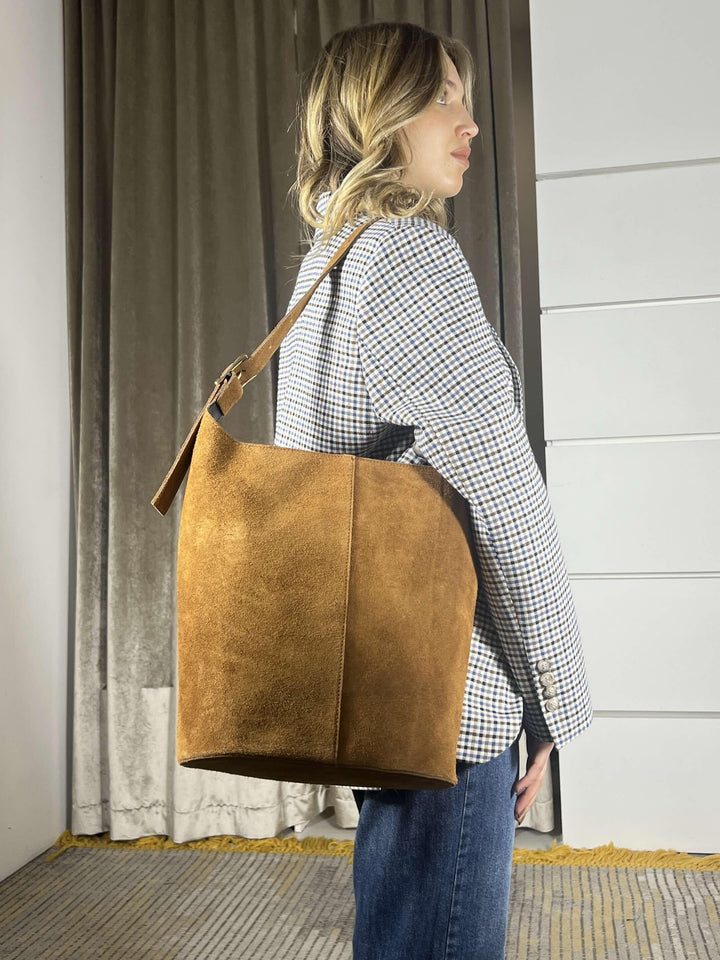 secchiello maxi scamosciato cuoio BS5599CUOIO SUSY MIX