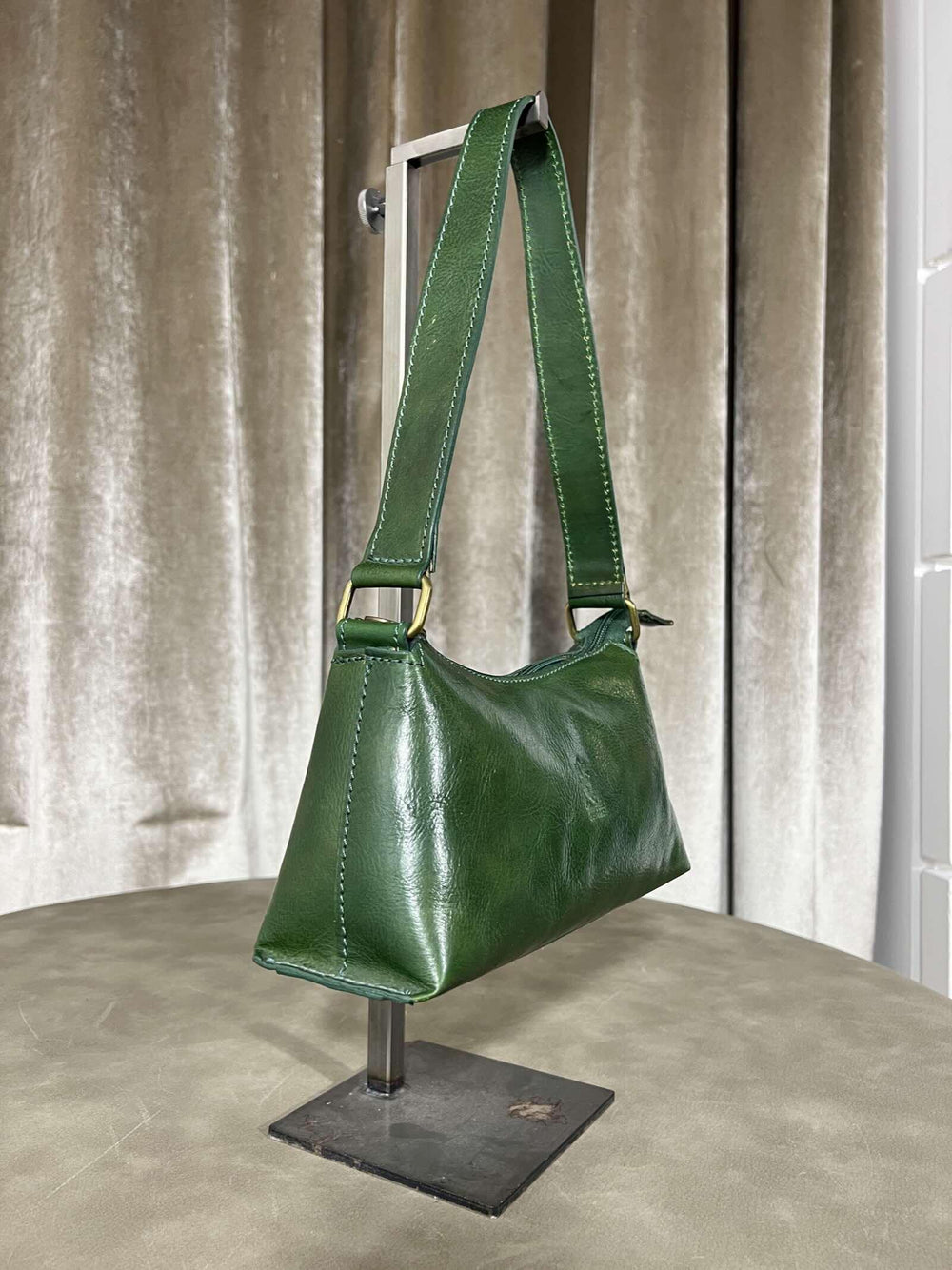 borsa in vera pelle a spalla verde 650432VERDE FEMME CAFE SELECTION