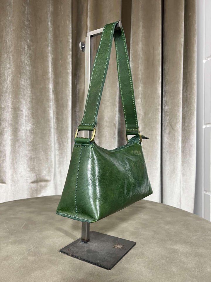borsa in vera pelle a spalla verde 650432VERDE FEMME CAFE SELECTION
