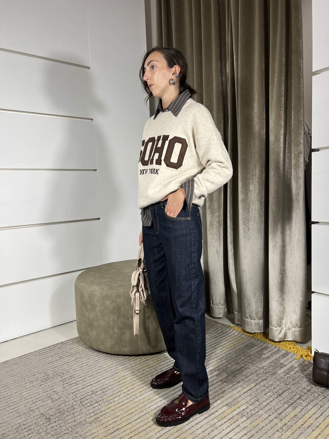 JEANS DENIM SCURO CON IMPUNTURE A CONTRASTO 3517T555K000DENIM TENSIONE IN