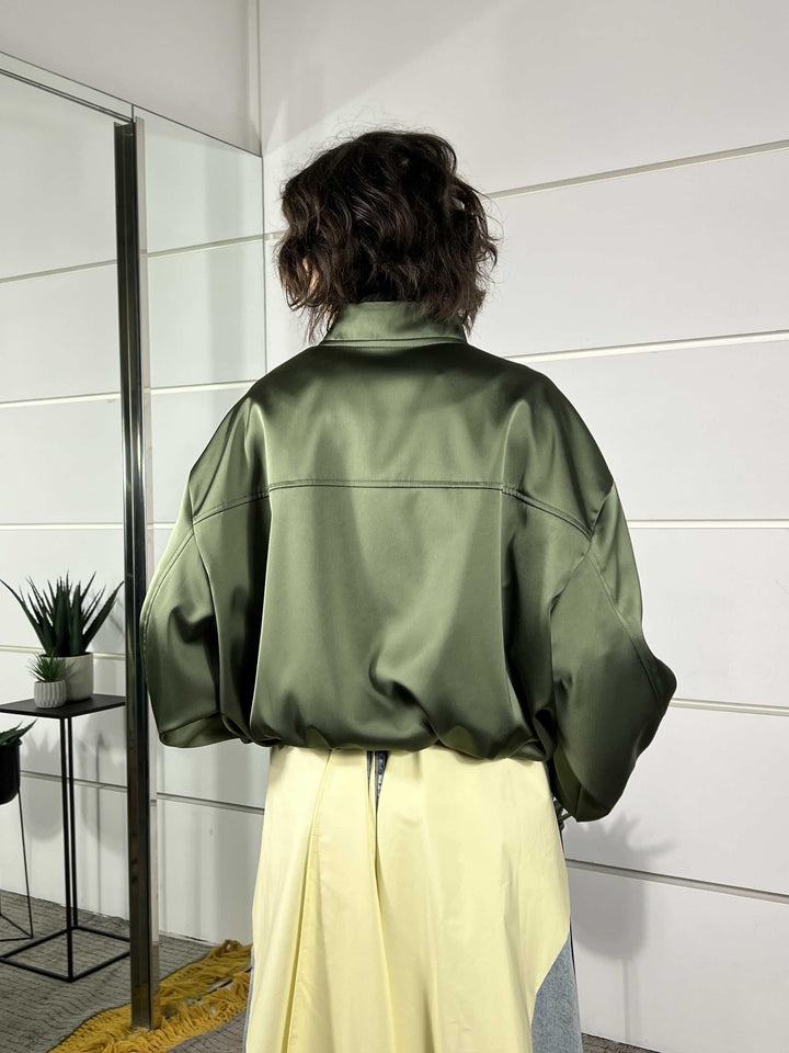 bomber con tasca satin verde TAB0623VERDE VICOLO