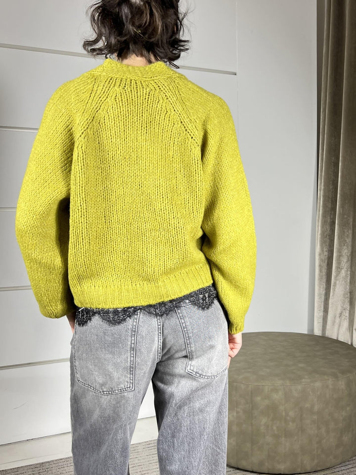 cardigan olio scollo a v con bottone gioiello JIT-P021OLIO HAVE ONE