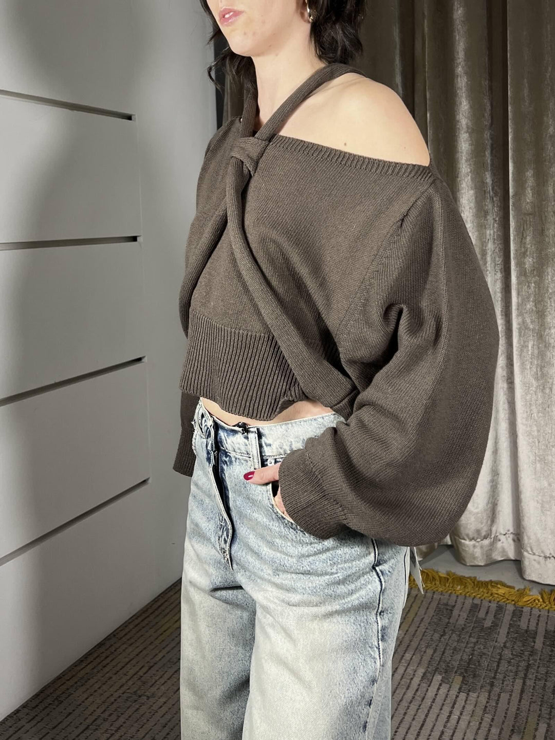 maglia con nodo nel collo moro MFP-Q034MORO HAVE ONE