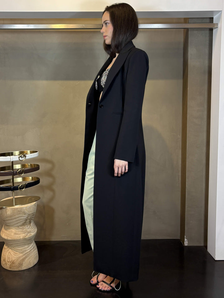 giacca lunga sfiancata monopetto nera 8O0222A6F5K103 PATRIZIA PEPE PREVIEW