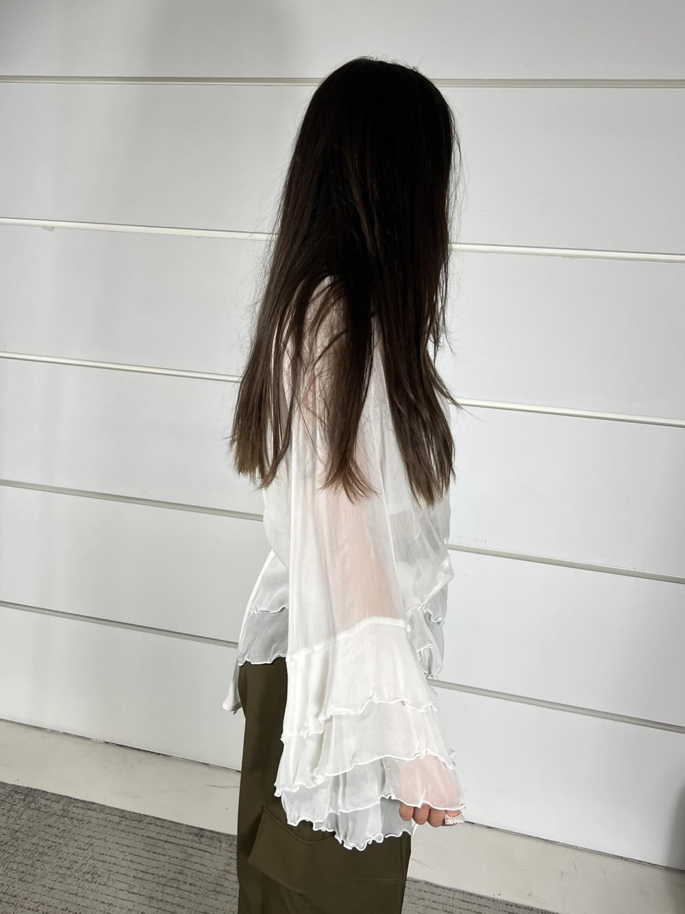 BLUSA CON BALZE, SEMITRASPARENTE BIANCA CMX9JRP1160 IMPERIAL
