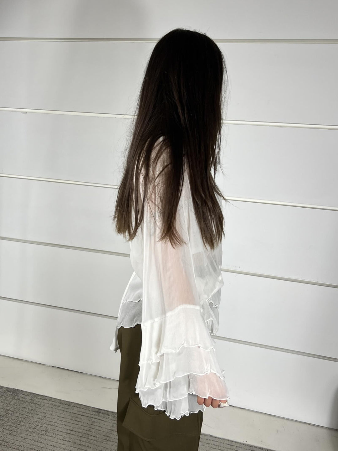 BLUSA CON BALZE, SEMITRASPARENTE BIANCA CMX9JRP1160 IMPERIAL
