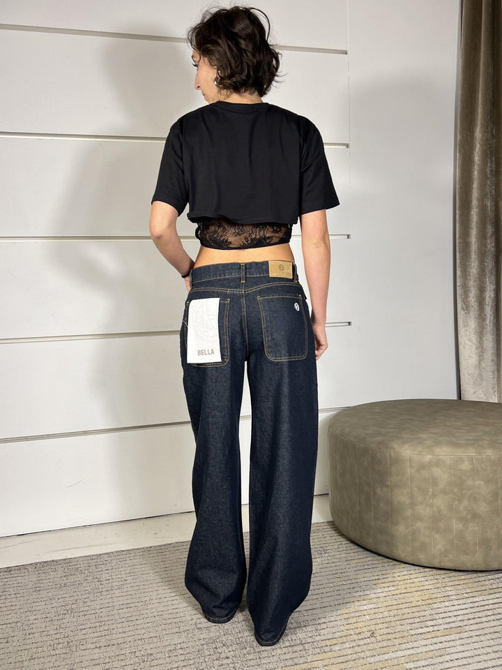 jeans bella denim scuro impuntura a contrasto PLS-P009DENIM BLU HAVE ONE