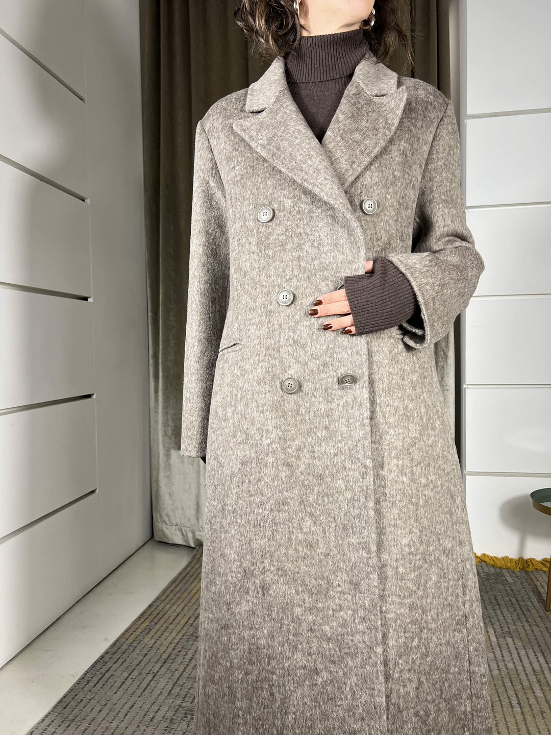 cappotto over con cinta moro 50% lana KCT-P013MORO HAVE ONE