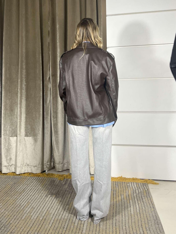 chiodo over in ecopelle  moro KMI-Q003MORO HAVE ONE