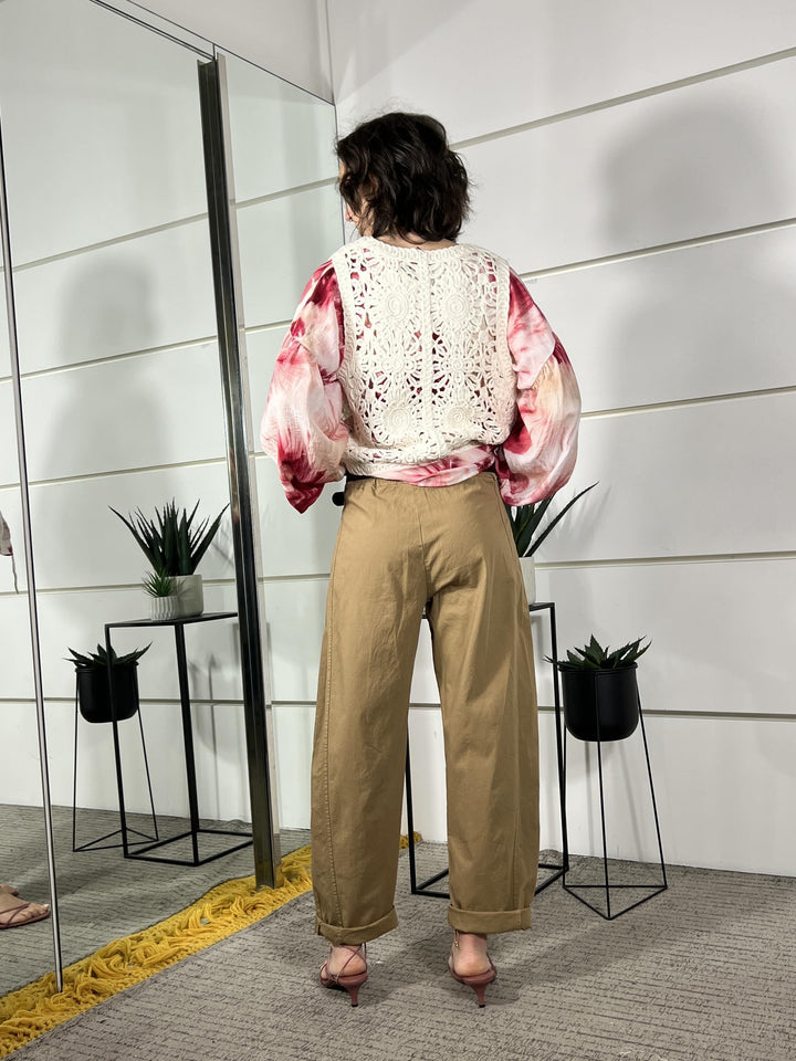 pantalone a ovetto con elastico nel retro cammello 58300GLCAMMELLO SUSY MIX