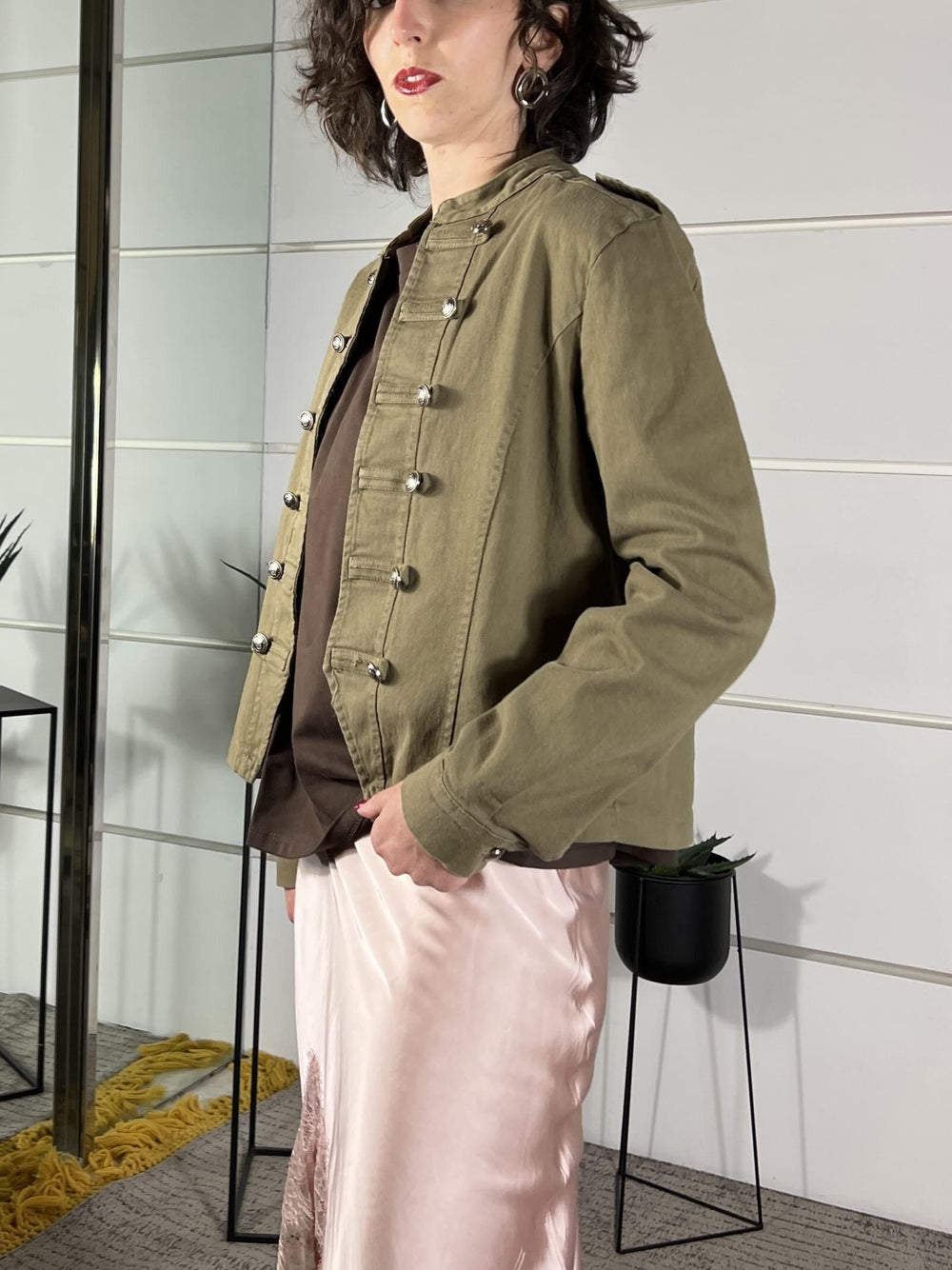 giacca military in cotone verde militare 2023194VERDE MILITARE SUSY MIX