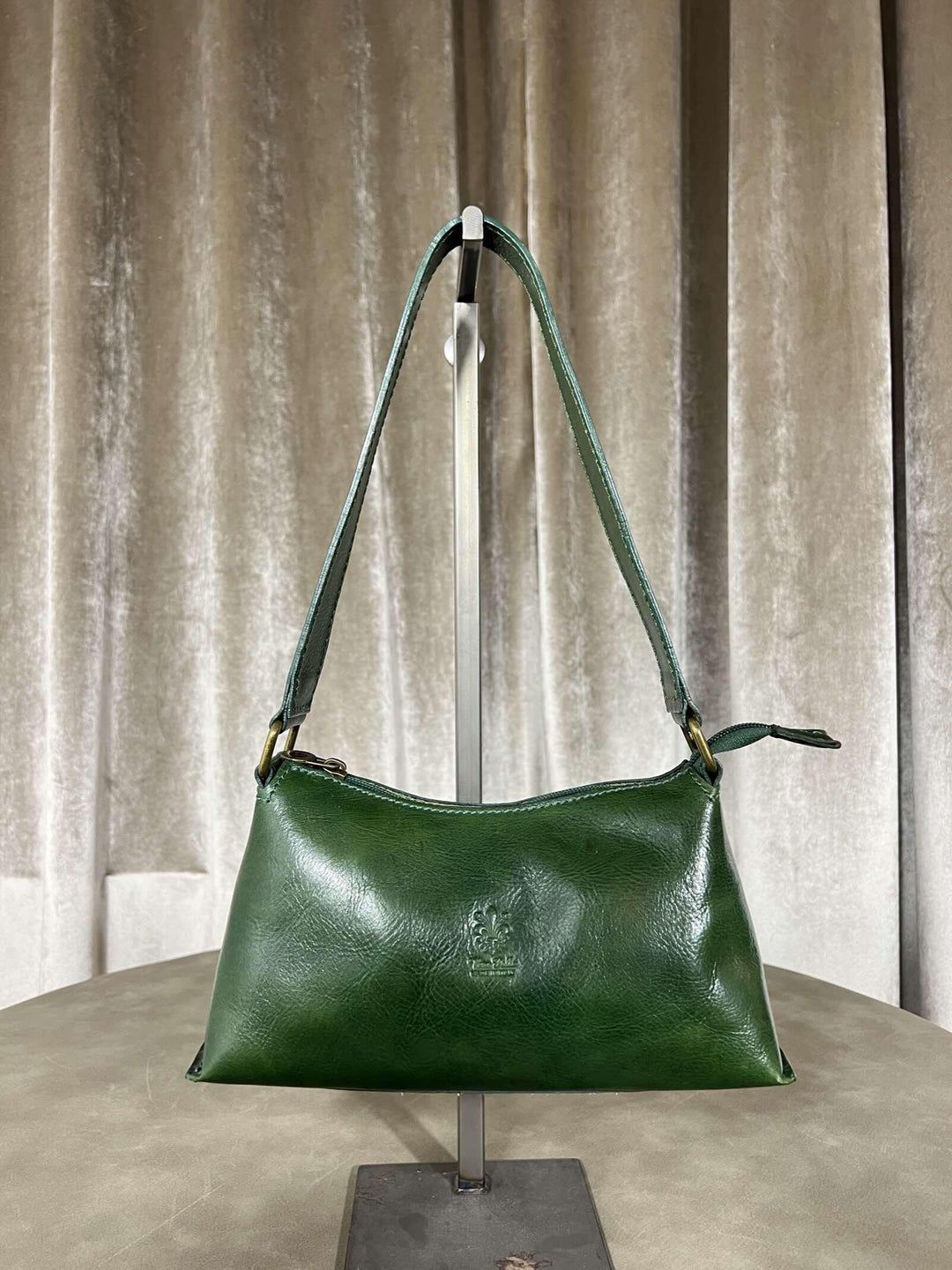 borsa in vera pelle a spalla verde 650432VERDE FEMME CAFE SELECTION